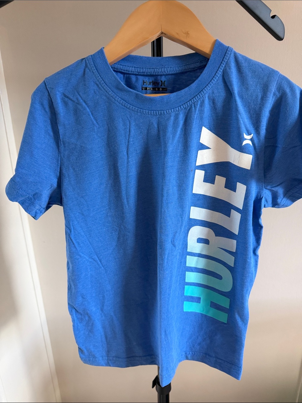 Hurley Boys Size 7 Blue Logo Graphic T-Shirt
